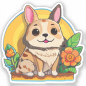 Puppy Sticker with Flower (Voorkant)