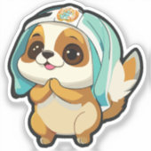 Puppy Sticker with Winter Hat  (Voorkant)