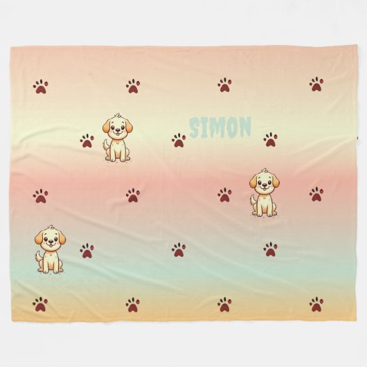  puppy-thema fleece deken ** 🐶💖 (Voorkant (Horizontaal))