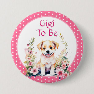 Puppy Theme Gigi om te zijn BABY SHOWER Ronde Button 7,6 Cm