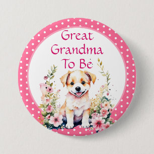 Puppy Theme Grote Oma om te zijn BABY SHOWER Ronde Button 7,6 Cm
