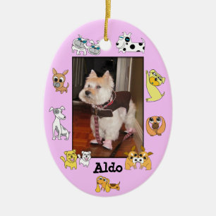 Puppy Toevoegen Foto Ovaal Ornament 18 Hond Cartoo