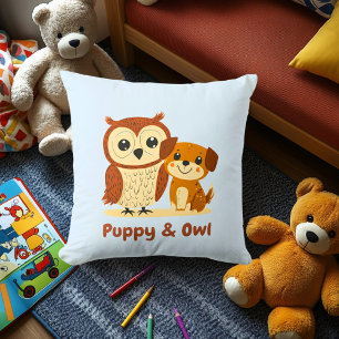 Puppy & Uil   Mooie Dierendecoratie voor Kinderen Kussen