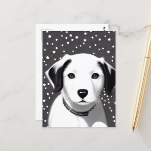 Puppy van zwart-wit-oproer briefkaart