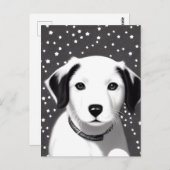 Puppy van zwart-wit-oproer briefkaart (Voorkant / Achterkant)