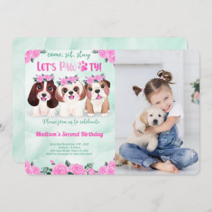 Puppy Verjaardag Foto uitnodiging