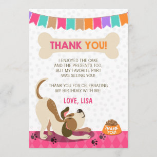 Puppy Verjaardag Paw-ty Puppy Dank je kaart