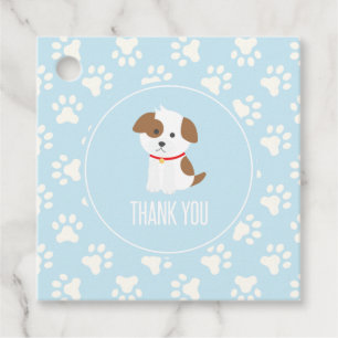 Puppy Verjaardagsfeestje dank u gunst tags blauw Bedankjes Labels