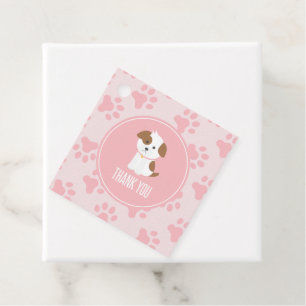 Puppy Verjaardagsfeestje dank u gunst tags roze Bedankjes Labels