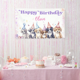 Puppy Verjaardagsfeestje Hond Feestje Meisje Spandoek