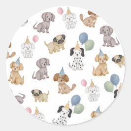 Puppy verjaardagsfeestje Stickers