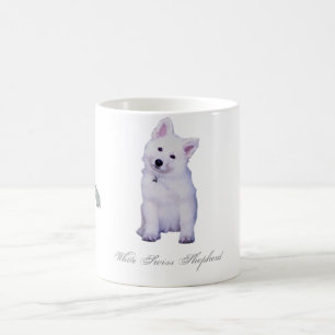 Puppy white herder koffiemok