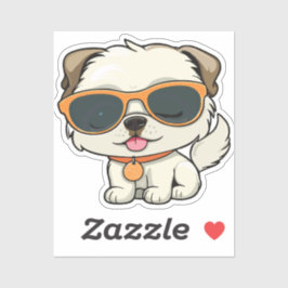 puppy with glasses sticker