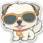 puppy with glasses sticker (Voorkant)