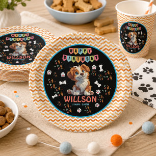 Puppyfeest Verjaardag    Mooie Kinderen Hond Thema Papieren Bordje