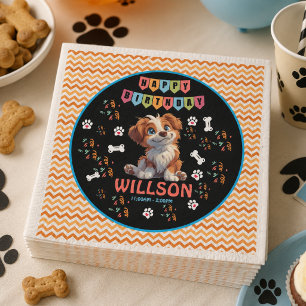 Puppyfeest Verjaardag Mooie Kinderen Hond Thema Servet