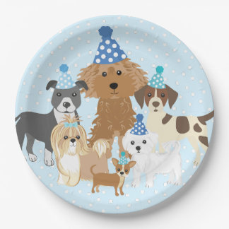 Puppyfeestje Blauwe Papieren Bord voor Kinderverja