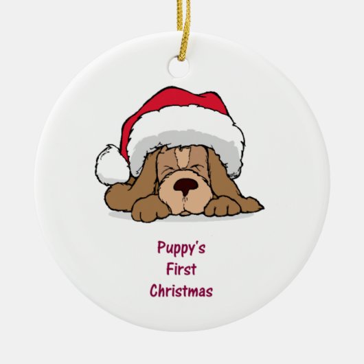 Puppy's eerste kerst keramisch ornament (Voorkant)