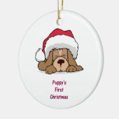 Puppy's eerste kerst keramisch ornament (Links)