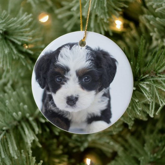 Puppy's eerste kerst keramisch ornament (Boom)