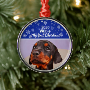 Puppy's eerste kerstfoto metalen ornament