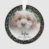 Puppy's eerste kerstzwart ornament (voorkant)
