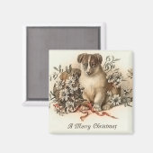 Puppy's Merry Kerstmis  Magnet Magneet (Voorkant / Achterkant)