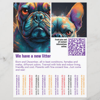 puppy's te koop flyer sjabloon QR code