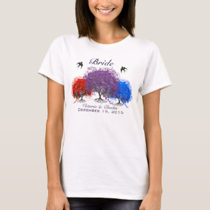 Puprle Heart Leaf Tree Wedding T-Hemden T-shirt