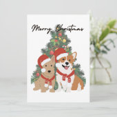 Pups de Noël - Corgi et Terrier - Carte de vacance (Debout devant)