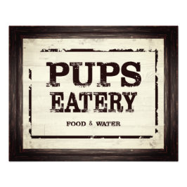 Pups Eatery Hondenvoer Water Satijn Print Foto Afdruk