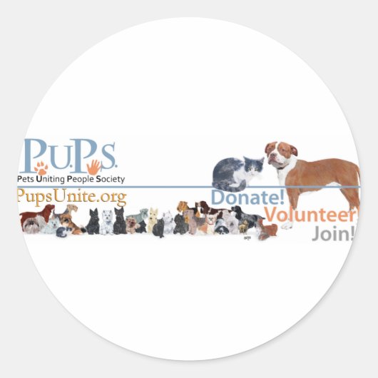 PUPs Logo Merchandise Ronde Sticker (Voorkant)