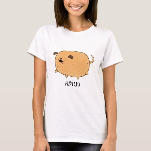 Puptato Funny Puppy Potato Pun T-shirt (Voorkant)