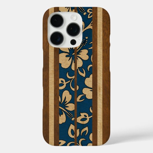 Pupukea  Hawaiian Faux Wood Surfboard Denim Case-Mate iPhone Case (Achterkant)