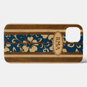 Pupukea  Hawaiian Monogram Faux Wood Surf Case-Mate iPhone Case (Achterkant (horizontaal))