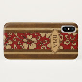 Pupukea  Hawaiian Monogram Faux Wood Surf Case-Mate iPhone Case (Achterkant (horizontaal))
