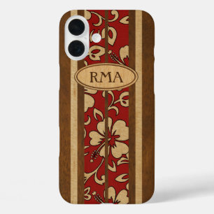 Pupukea Hawaiian Monogram Faux Wood Surf iPhone 16 Plus Hoesje