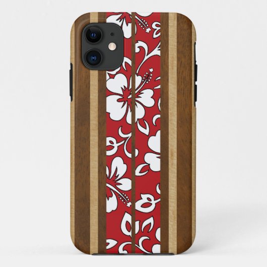 Pupukea Hibiscus Hawaiian Surfboard iPhone 5 Coque (Dos)