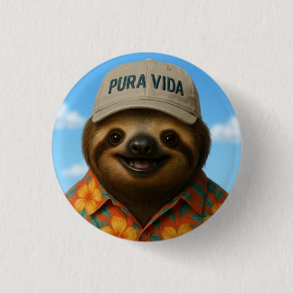 Pura Vida AI Luiaard Ronde Button 3,2 Cm