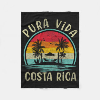 Pura Vida Beach Costa Rica Palmboom Familie Zomer Fleece Deken