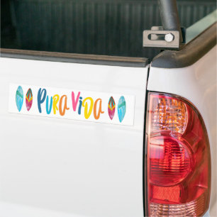 Pura Vida Colorful Surfboard Costa Rica Bumper Bumpersticker