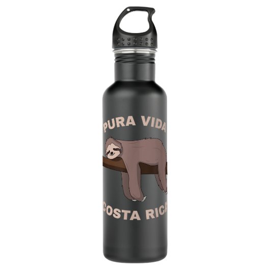 Pura Vida Costa Rica - Cool Costa Rica Sloth Waterfles (Voorkant)