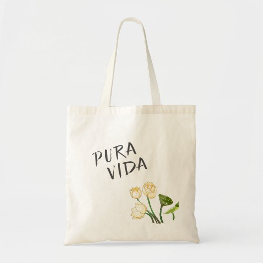 Pura Vida Lotus Flowers & Lotus Seedpod Tote Bag (Voorkant)