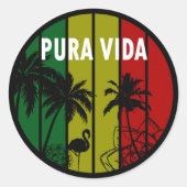 Pura vida ronde sticker (Voorkant)