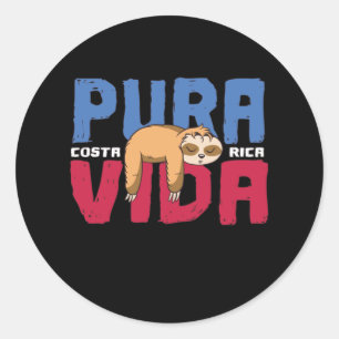 Pura Vida Sloth Ronde Sticker