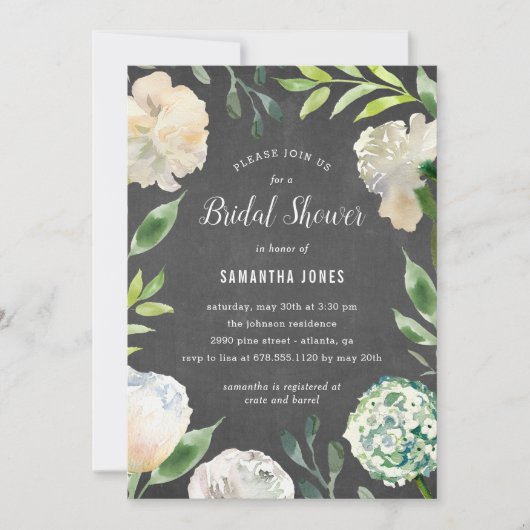 Pure Beauty Chalkboard Shower Party Invitation (Devant)