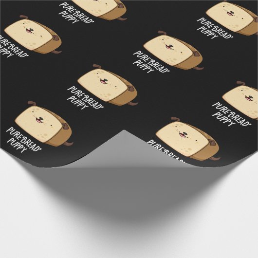 Pure Bread Puppy Funny Puppy Bread Pun Dark BG Cadeaupapier (Hoek)