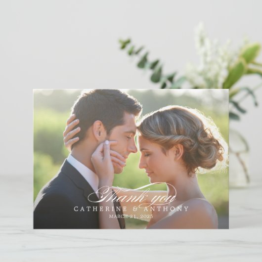 Pure Elegance bruiloft Dank u kaart (Staand voorkant)