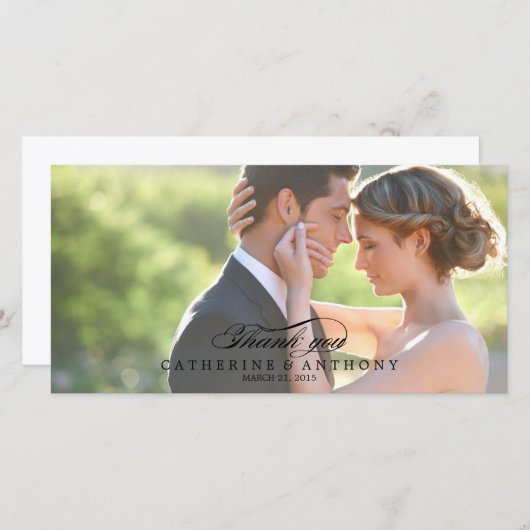 Pure Elegance bruiloft Dank u - Zwart Bedankkaart (Voorkant / Achterkant)