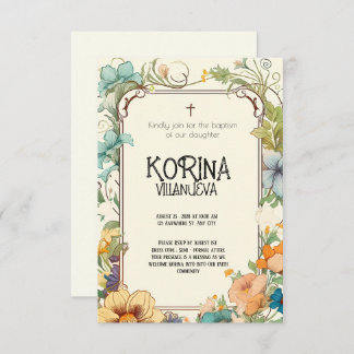 Pure Elegance: Crème & Groen Eenvoudige Bloemendoo Kaart